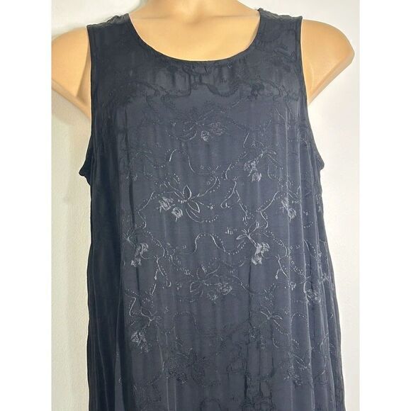 By JJ Womens Black Floral Embroidered Rayon Tank Dress Medium R100 - Picture 2 of 9